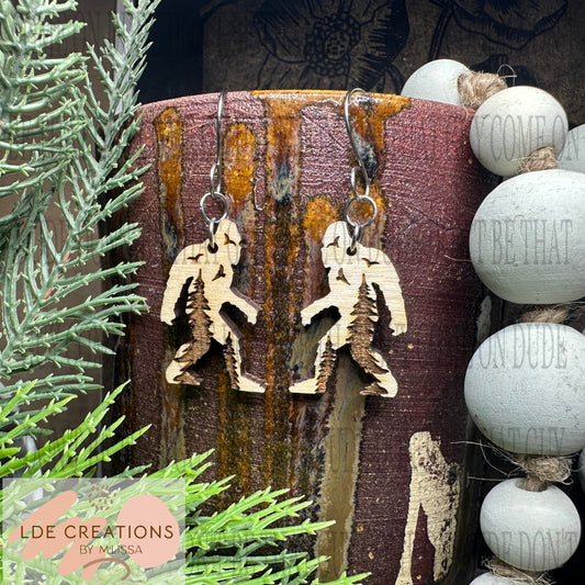 Engraved Bigfoot Silhouette earrings