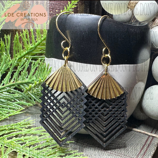 Black & Gold Fan earrings