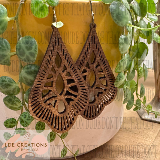 Boho Wooden Teardrop Earrings